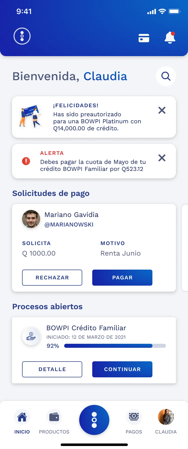 Bowpi Nova wallet screen 1