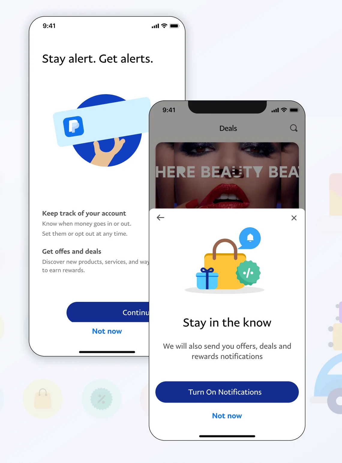 Mobile notification opt-in screens