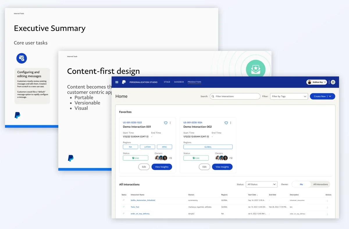 Executive summary, content-first principles and the redesigned Personalization Studio home