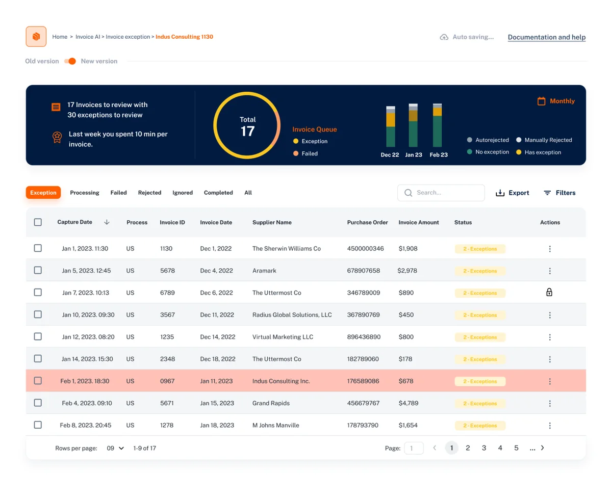Invoice queue before and after the refresh — After